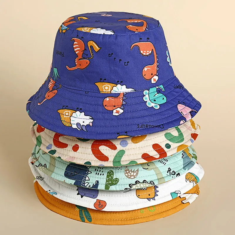 

Cartoon Print Children Bucket Hat Fashion Kids Fisherman Cap 5-12Year Girls Boys Baby Sunshade Visors Cotton Casual Basin Caps