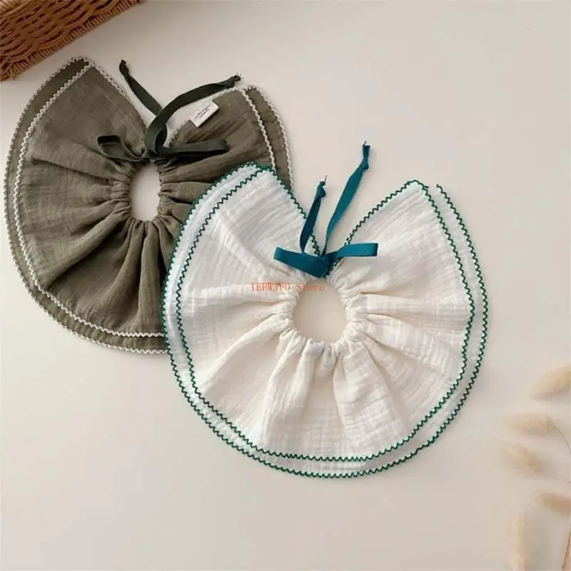 U50F الرضع الترويل مريلة الدانتيل زهرة ملابس التجشؤ للطفل 0-12 متر تنفس منشفة لعاب الأطفال الكرتون طباعة الطفل المرايل لحديثي #4