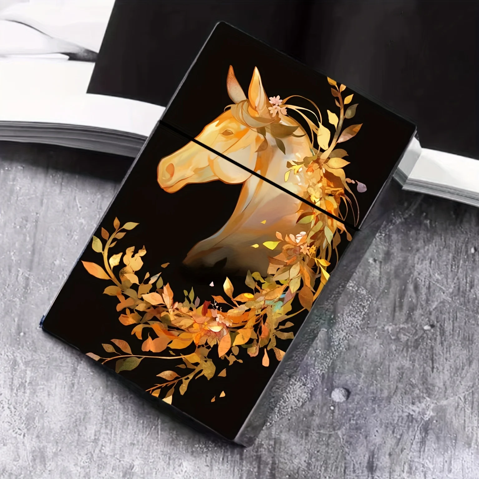 

Stylish Horse Pattern , Moisture-Proof & Crush-Resistant Plastic Box For Men And Women With Lighter Cigarette Case