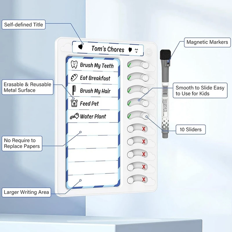 子供のための消去可能な雑用チャート,リスト,ルーターのタスク,磁気ステッカー付きの計画ボード,冷蔵庫の磁石,耐久性