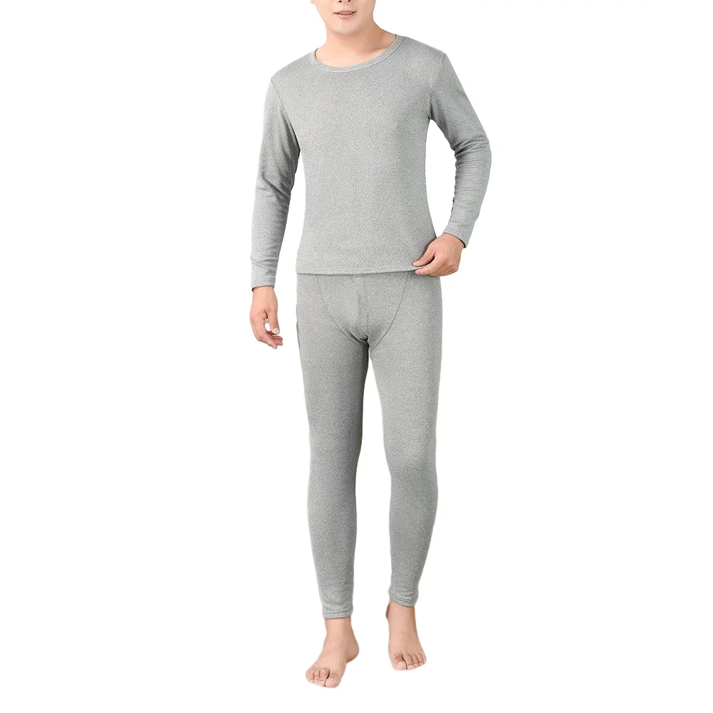 Mannen Winter Thermische Lange Onderbroek Fleece Gevoerde Top Bottom Ondergoed Ultradikke Elasticiteit Pyjama 2 stks/set Warme Effen Nachtkleding