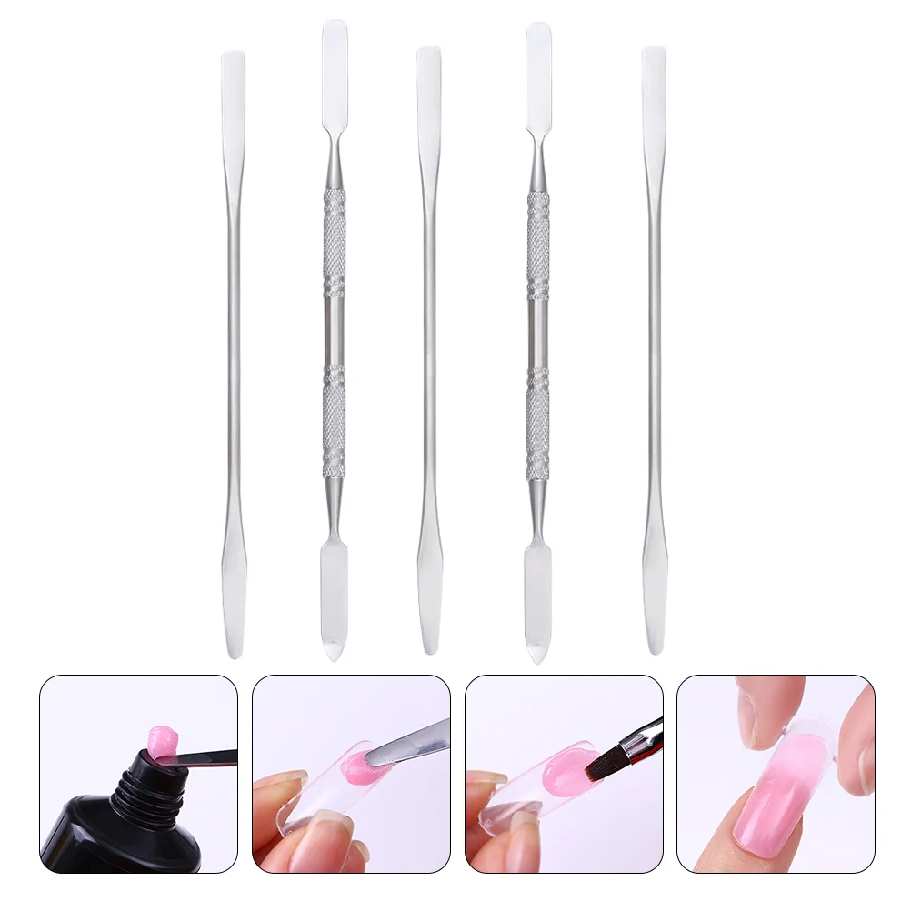 

5 Pcs Stainless Steel Toning Sticks Makeup Spatula Tool Palette Nail Mixing Spoon Tools Manicure Cosmetics