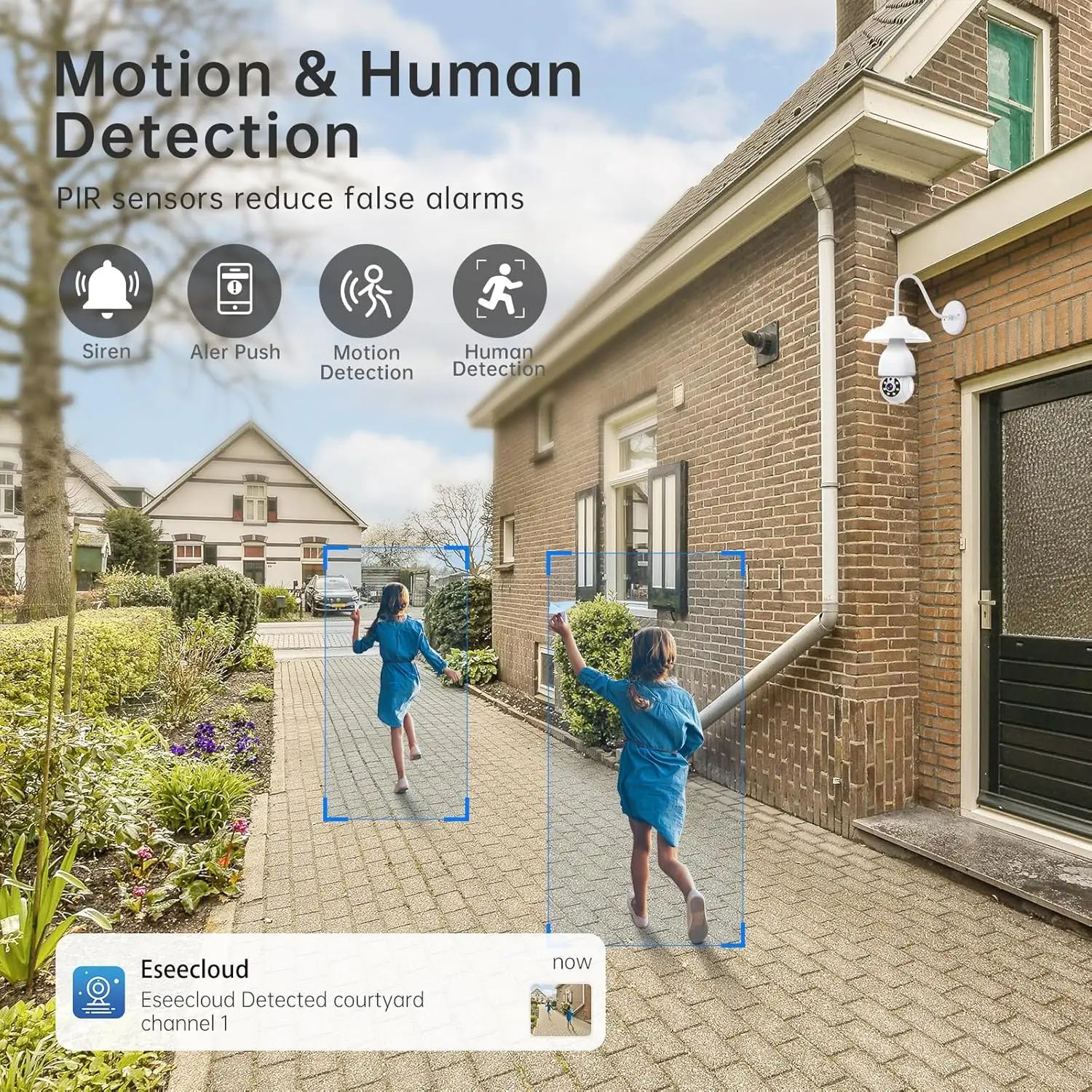 Telecamera di sicurezza con presa luminosa wireless 2K/3MP - 2,4/5GHz, display giorno/notte a colori, rilevamento del movimento, allarme audio e luminoso, Ale