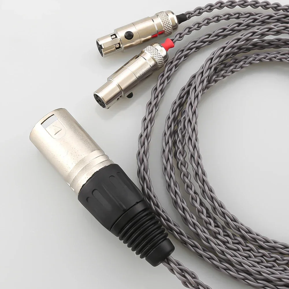 8 Core HIFI 4pin UPOCC 2.5 4.4 มม.XLR Balanced หูฟังหูฟังอัพเกรดสาย Silver Plated สําหรับ Audeze LCD 3 LCD-2 LCD2 LCD-4