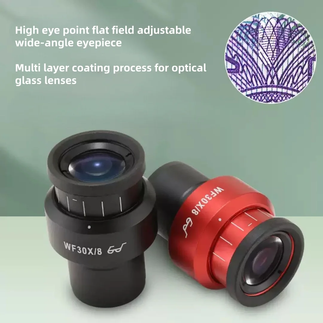 

30x High Eye Point Eyepiece Flat Field 30mm Interface Field of View 8mm Eyepiece Stereo Microscope HD Optical Glass Accessory