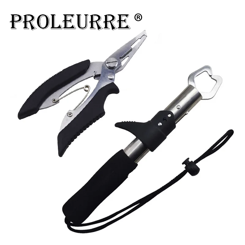 1 set Stainless Steel Fish Gripper Grip(8.6 inch )+Pliers(5 inch) Fishing Tackle Controller Fish Plier Fishing Tools