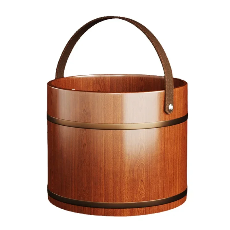 Portable Hand-held Foot Bath Bucket:Home Solid Timber Foot Soaking Basin Wooden Basin Therapeutic Washing Container