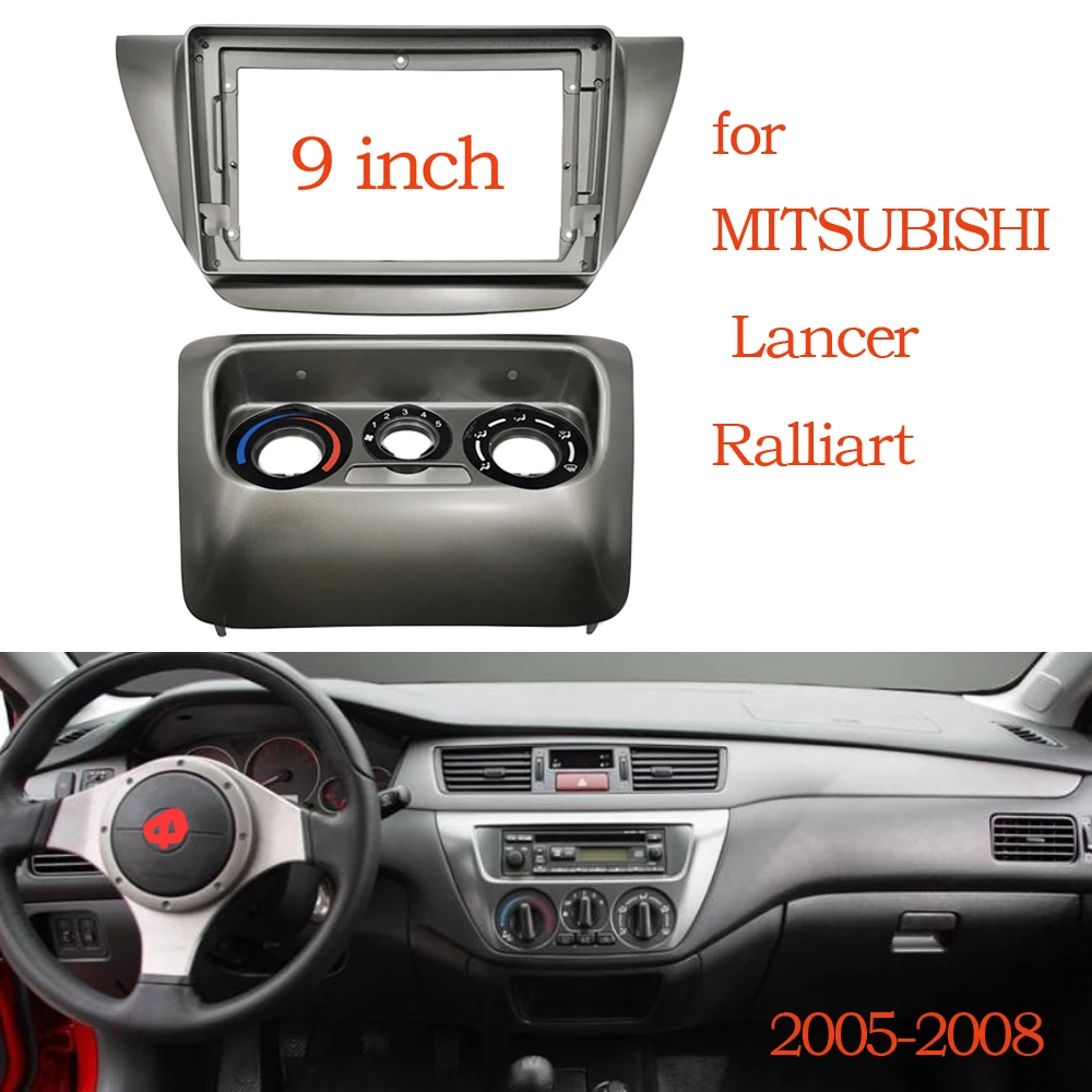 2 Din 9 Inch Car Radio Fascias for MITSUBISHI Lancer Ralliart 2005-2008 Dashboard Frame Installation DVD Gps Mp5 Android Player