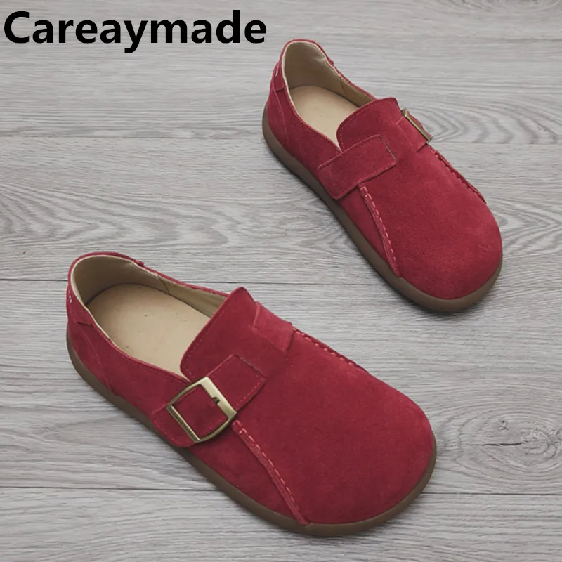 Careaymade-Genuine leather Plus Size women's shoes,comfortable wider toe Flats Single Shoes,casual round toe lazy shoes for one