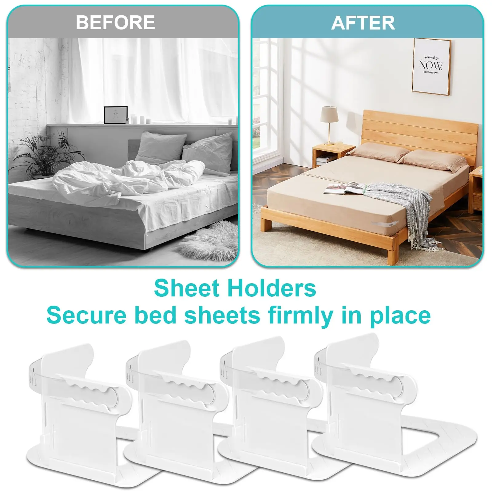 

Lock Sheet Holders Heavy Duty Bed Sheet Holder Keep Sheets Tight and Prevent Unraveling, Easy to Install