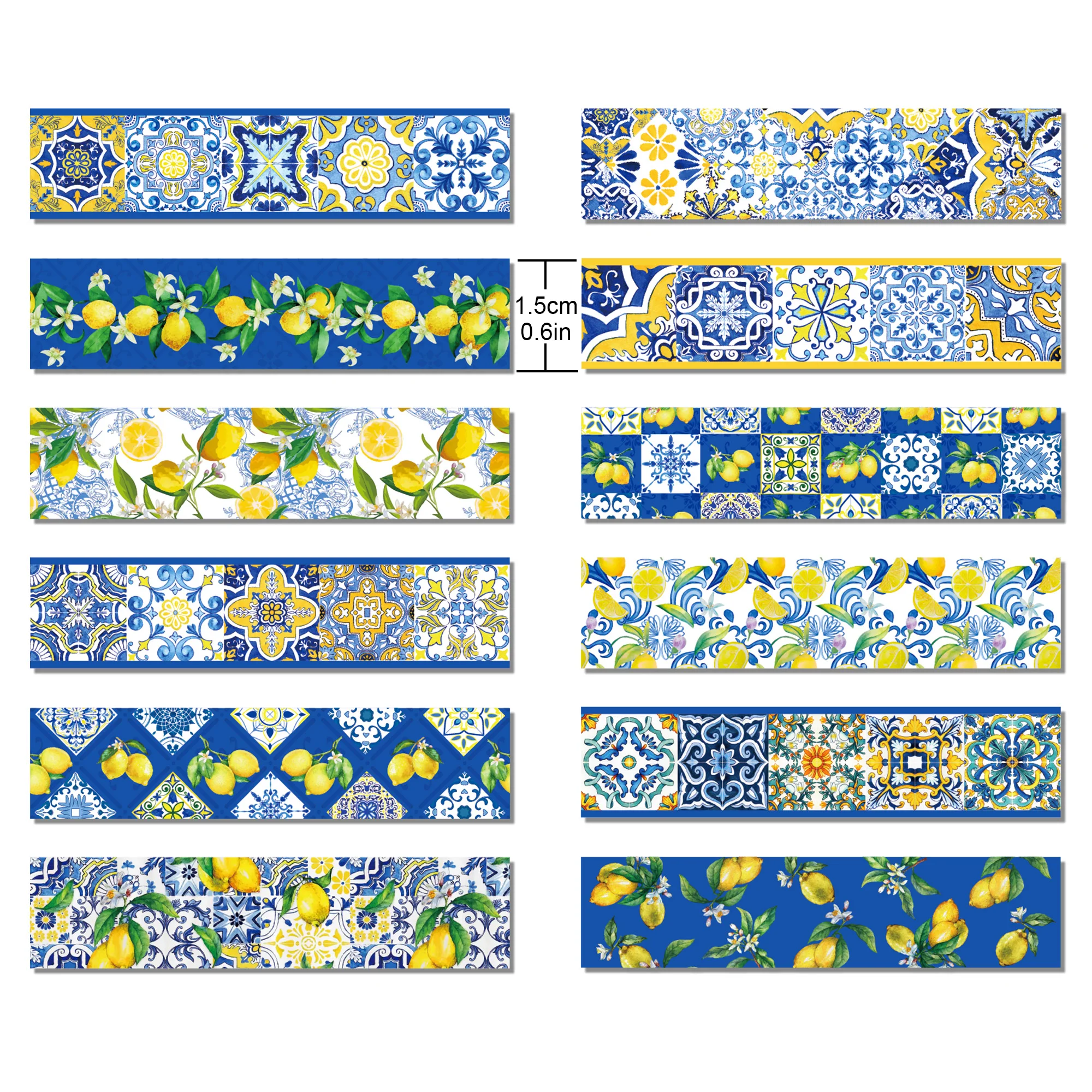 Chinese Style Blue and White Porcelain Lemon Theme Washi Tape and Scrapbooking Paper Origami Art Background Paper Card DIY Craft