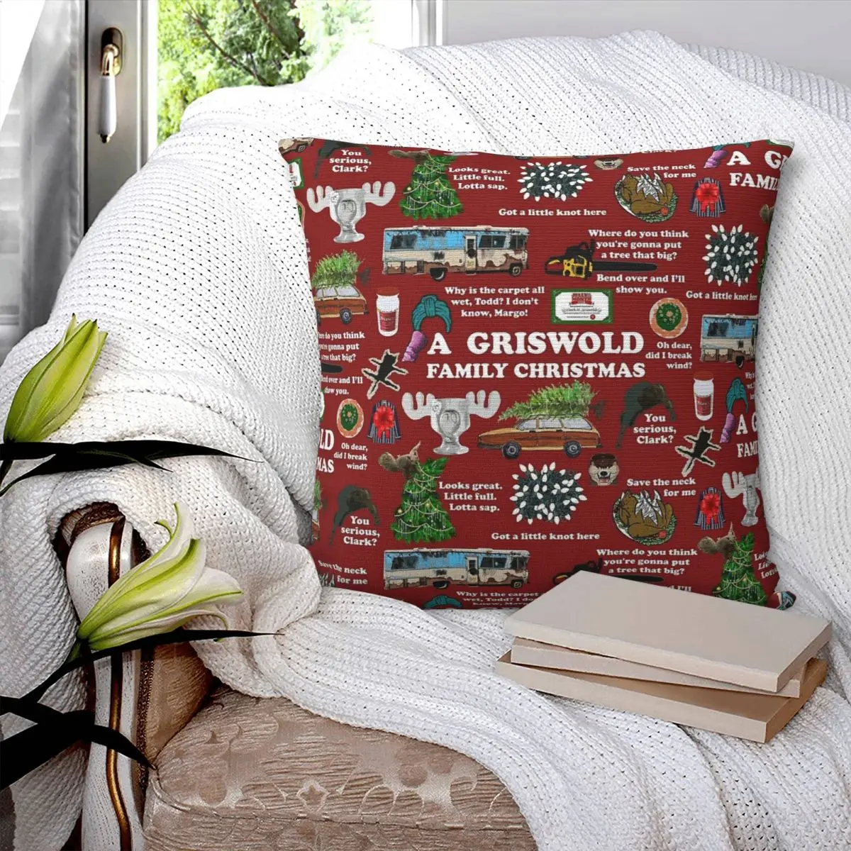 

Christmas Vacation Collage Square Pillowcase Pillow Cover Polyester Cushion Decor Comfort Throw Pillow for Home Sofa