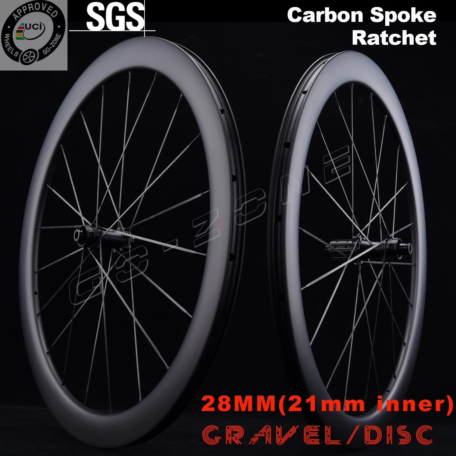 

28mm Gravel 700c Carbon Spoke Wheelset Disc Brake Cyclocross R280C Ratchet Normal / Ceramic Bearing Road Bicycle Carbon Wheels