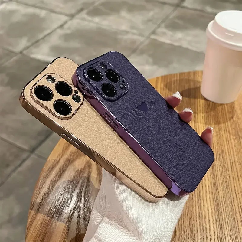 Personalisierte, individuelle Initialen-Namenshülle für iPhone 18 17 16 15 14 13 12 11 Pro Max Air, luxuriöse Lederhülle mit Beschichtung. – Detail 9