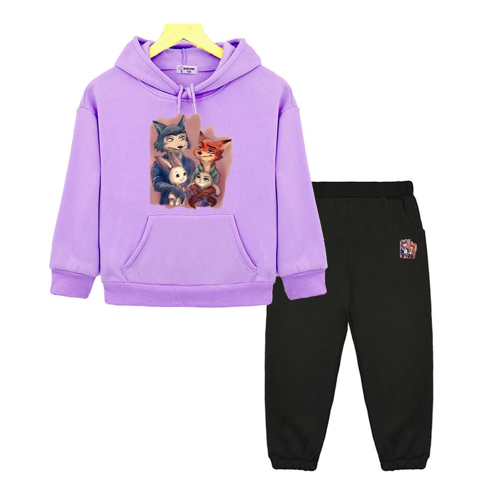 

Zootopia 2 Casual hoodies Fleece Sweatshirt boy girls Hooded Sports Sets Disney pullover+Pant y2k sudadera kids boutique clothes