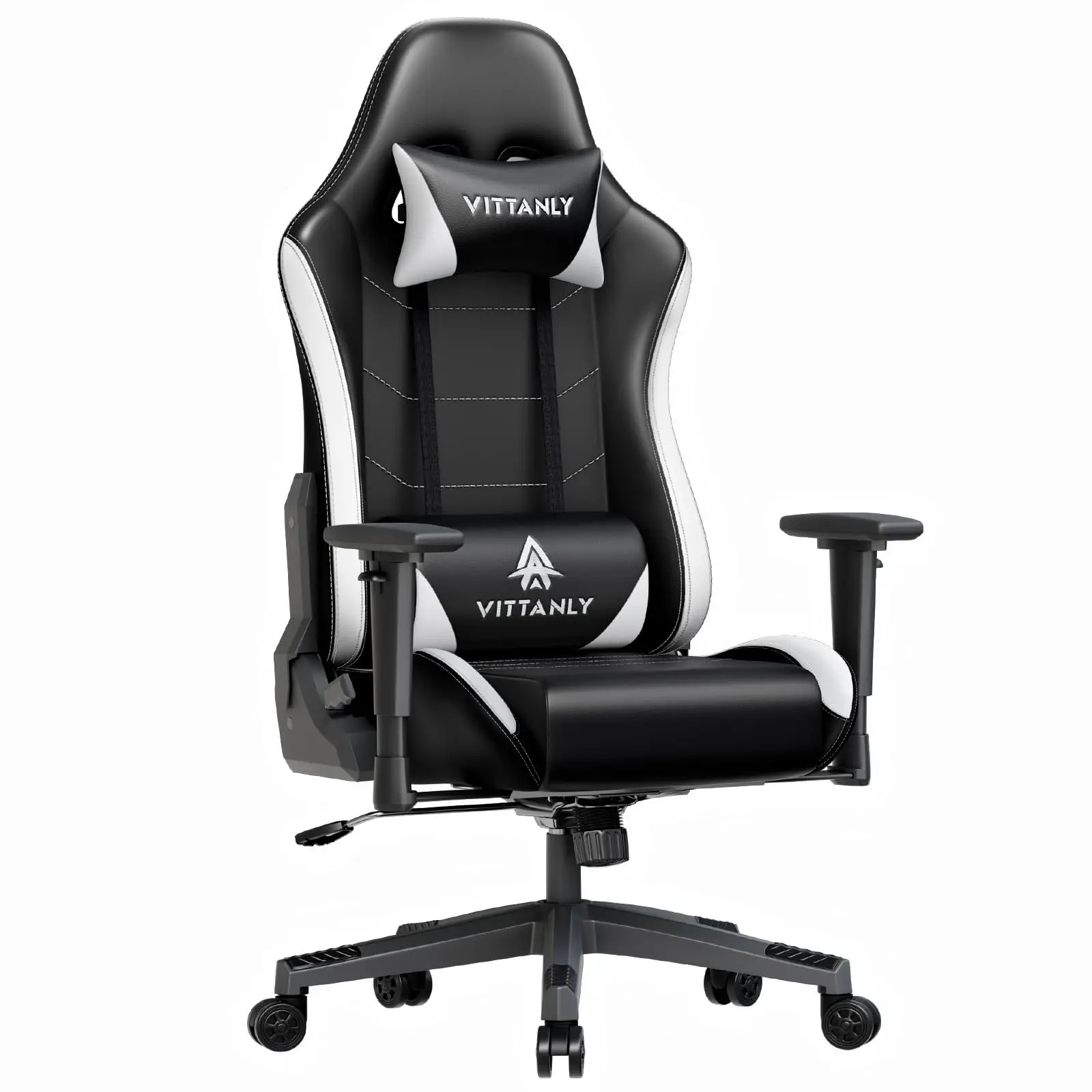 Vittanly Gaming-Stuhl, ergonomischer Gaming-Stuhl, Gamer-Stuhl mit Kopfstütze und Lendenkissen, höhenverstellbarer drehbarer Gaming-Stuhl, Bürostuhl mit 90-165 cm Höhe. °   Verstellbare Rückenlehne
