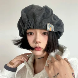 Harajuku Design Newsboy Hats for Men and Women Spring and Autumn Fashion Casual High Quality Vintage Washed Denim Berets Cap