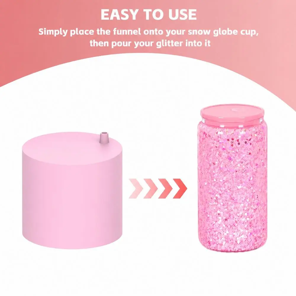 Pink Snow Globe Tumbler Funnels Portable Leak Prevention Glitter Funnel Durable DIY Glitter Cup Making Tool Craft Making