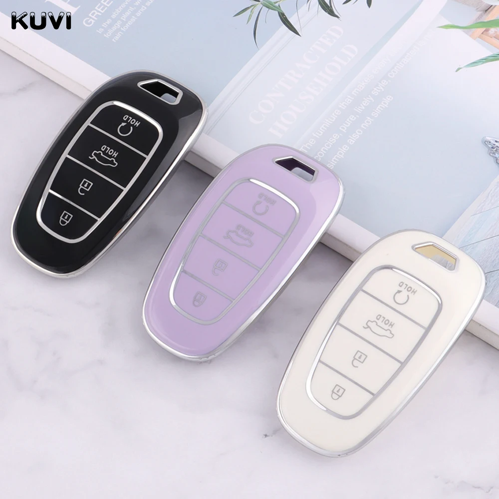 NEW TPU Car Key Case Cover For Hyundai Tucson Solaris Sonata Hybrid NEXO NX4 Santafe dn8 4 Buttons 2020 2021 2022 Accessories