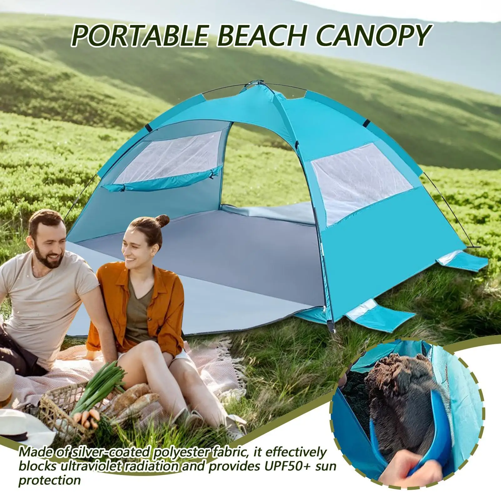 

Beach Tent Sun Shelter UPF50 Sun Shelter Weatherproof Breathable Tent Portable Outdoor Camping Sunshade Tent for Camping Picnic