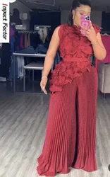 Miyake 2025 Spring and Summer New Set Women's Casual Sleeveless T-shirt Shirt Loose Wide Leg Pants Fold Two-piece Set