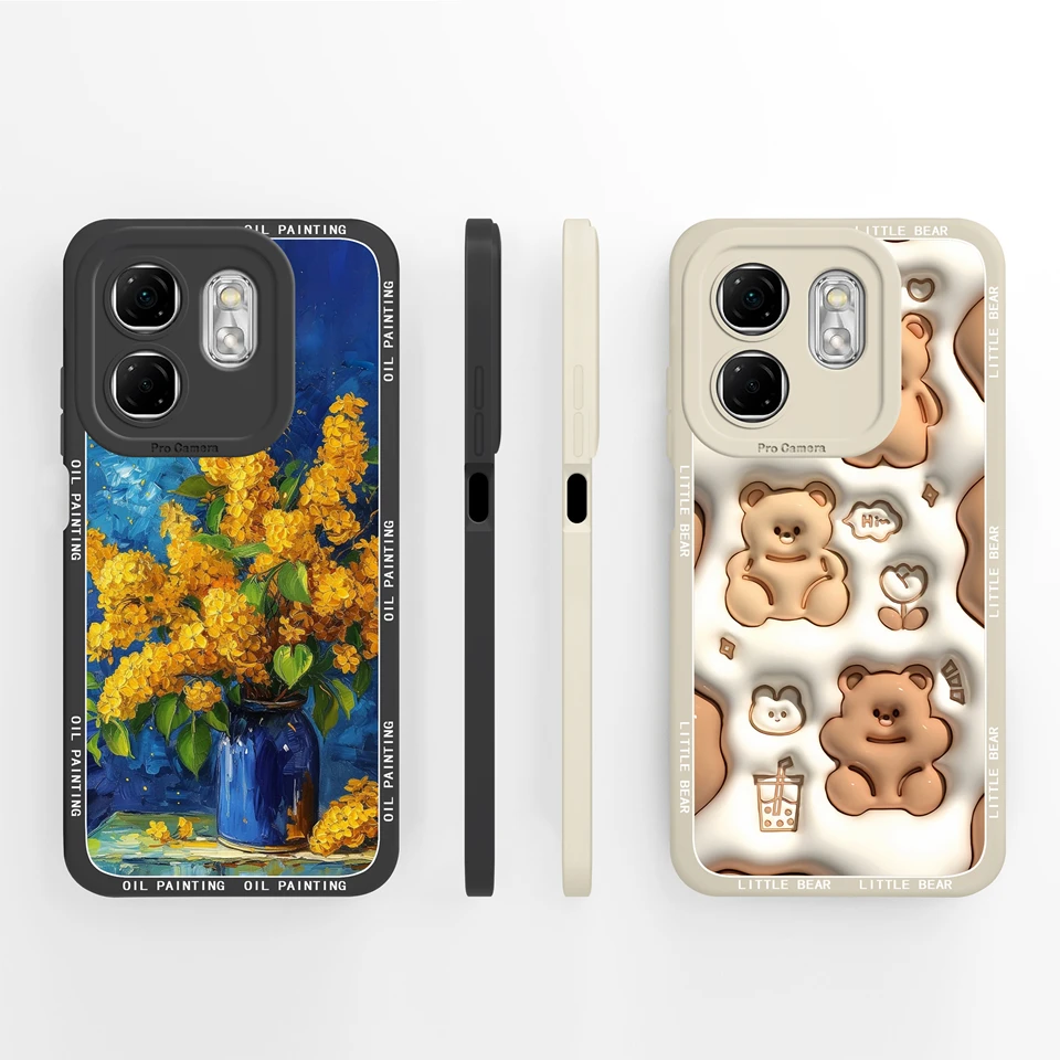 حافظة لهاتف انفينيكس سمارت 9 مصنوعة من السيليكون السائل على شكل زهرة الدب الكرتونية ومضادة للسقوط ومصد بسيط لهاتف انفينيكس سمارت 9 Smart9 Fundas #1