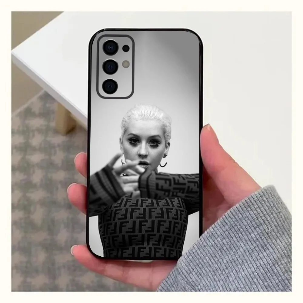 Capa de telefone Singer C-Christina-Aguilera para Samsung S24, S21, S22, S23, S30, Ultra, S20, Plus, Fe, Lite, Note, 10,9,5G Capa macia preta