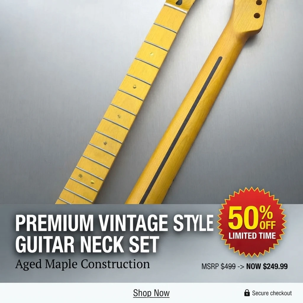 TL Style Guitar Neck 22-Fret Light Yellow Satin Finish 9.5 Radius Electric Guitar Replacement Part For Musicians