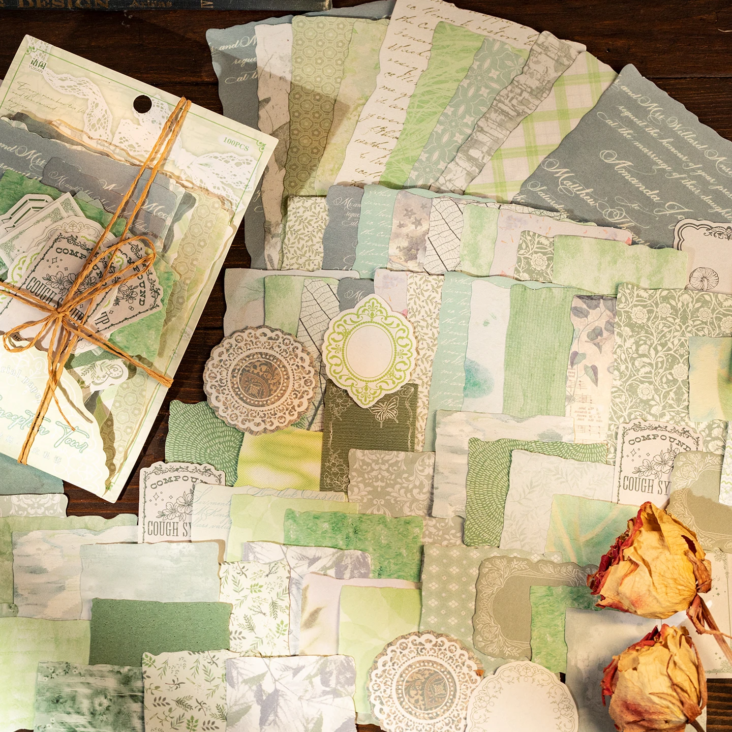 100 Blatt/Beutel Französisches Morandi-Farbstil, beschreibbares Scrapbook-Papier für DIY Journaling, Geschenkverpackung, Kartenherstellung, Bastelbedarf