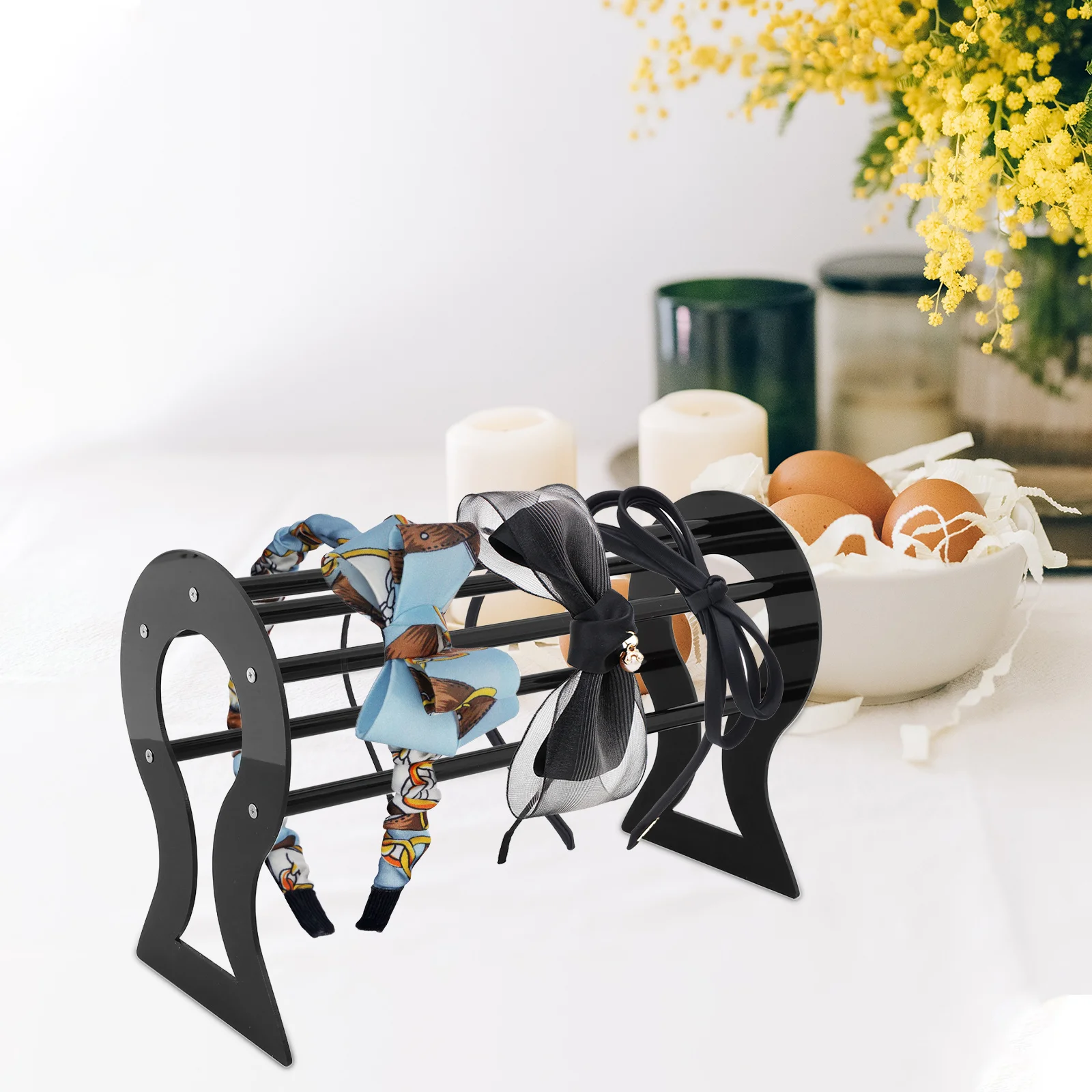 Multifunctional Acrylic Headband Holder Organizer Claw Clip Storage Display Stand for Women Girls Vanity Dresser