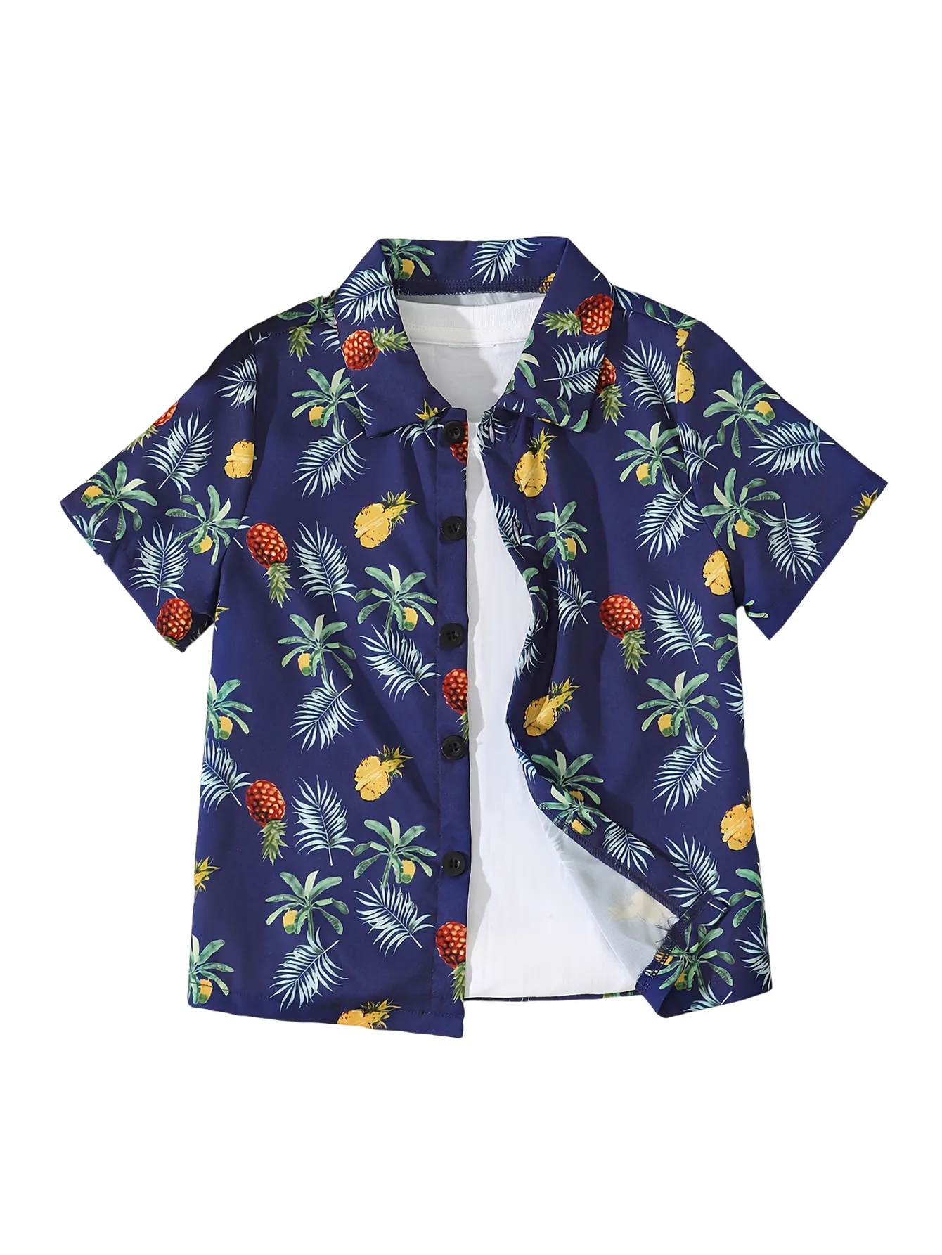 Pineapple Print Kids Clothes Boys Creative Stylish Shirt Cool Short Sleeve Lapel Shirt Tops Boys Clothes for Summer Outdoor