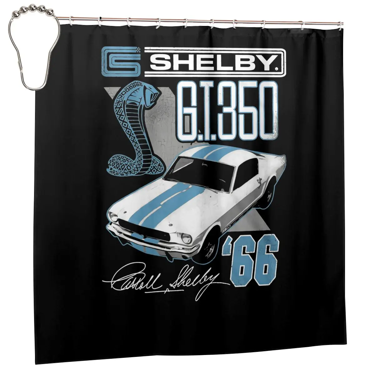 Carroll Shelby 66 Mustang Gt 350 Shower Curtain Bathroom Curtain Modern No Fading Good Quality