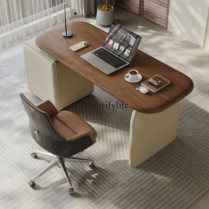 1 مكتب من الخشب الصلب مع خزانة ذات أدراج قابلة للتمديد، وخزانة تخزين مدمجة على طراز منتصف القرن #3