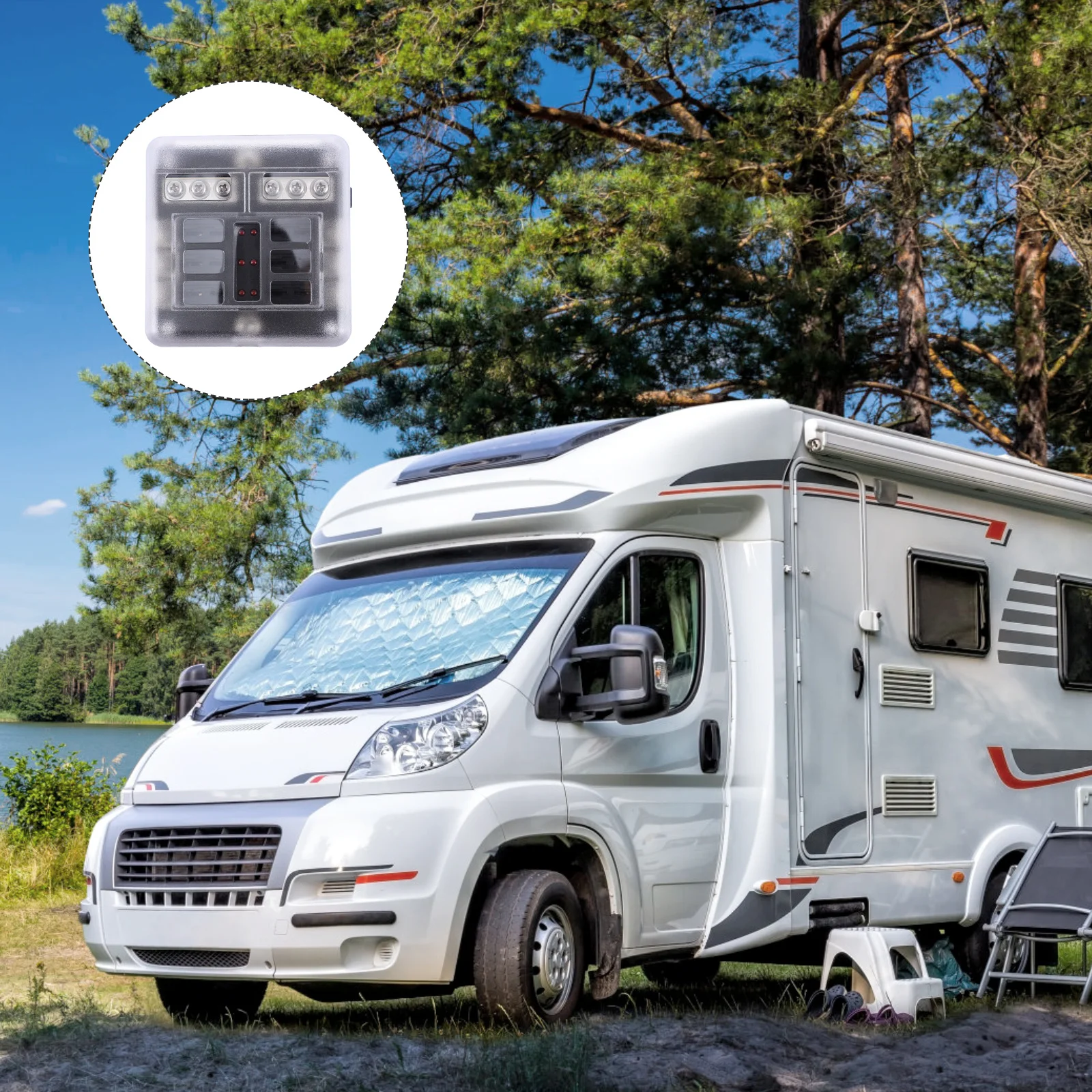 

1Set 6-Way Rv Fuse Holder Durable High Temp Resistant Safe for Most Vehicles Stable Voltage Protection 6-Way Fuse Holder