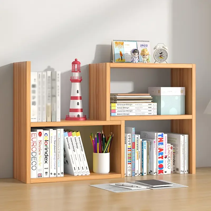 

Multi Functional Wooden Desktop Organizer Expandable Bookshelf Office Storage Desk Accessories School Supplies