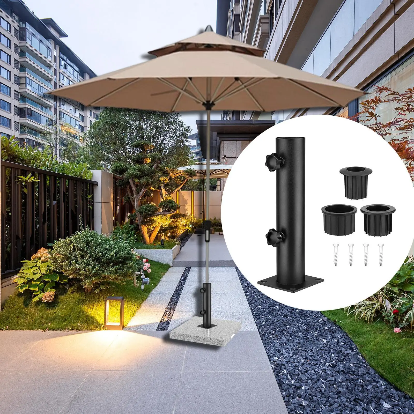 Space-saving Umbrella Stand Tube Easy Installation For Rectangular Railings Or Balcony Versatile