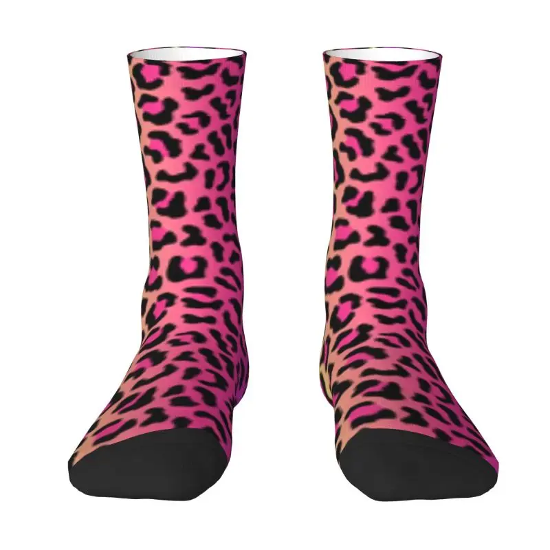 Calcetines de vestir con estampado de guepardo y tigre de leopardo arcoíris para hombre y mujer, calcetines cálidos y divertidos novedosos