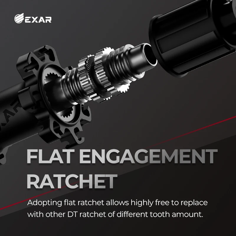 EXAR Ultra Dark Carbon Fiber Wheelset Integral Front Rear Wheels Inertia Stability Ceramic Bearing Flat Engagement Ratchet