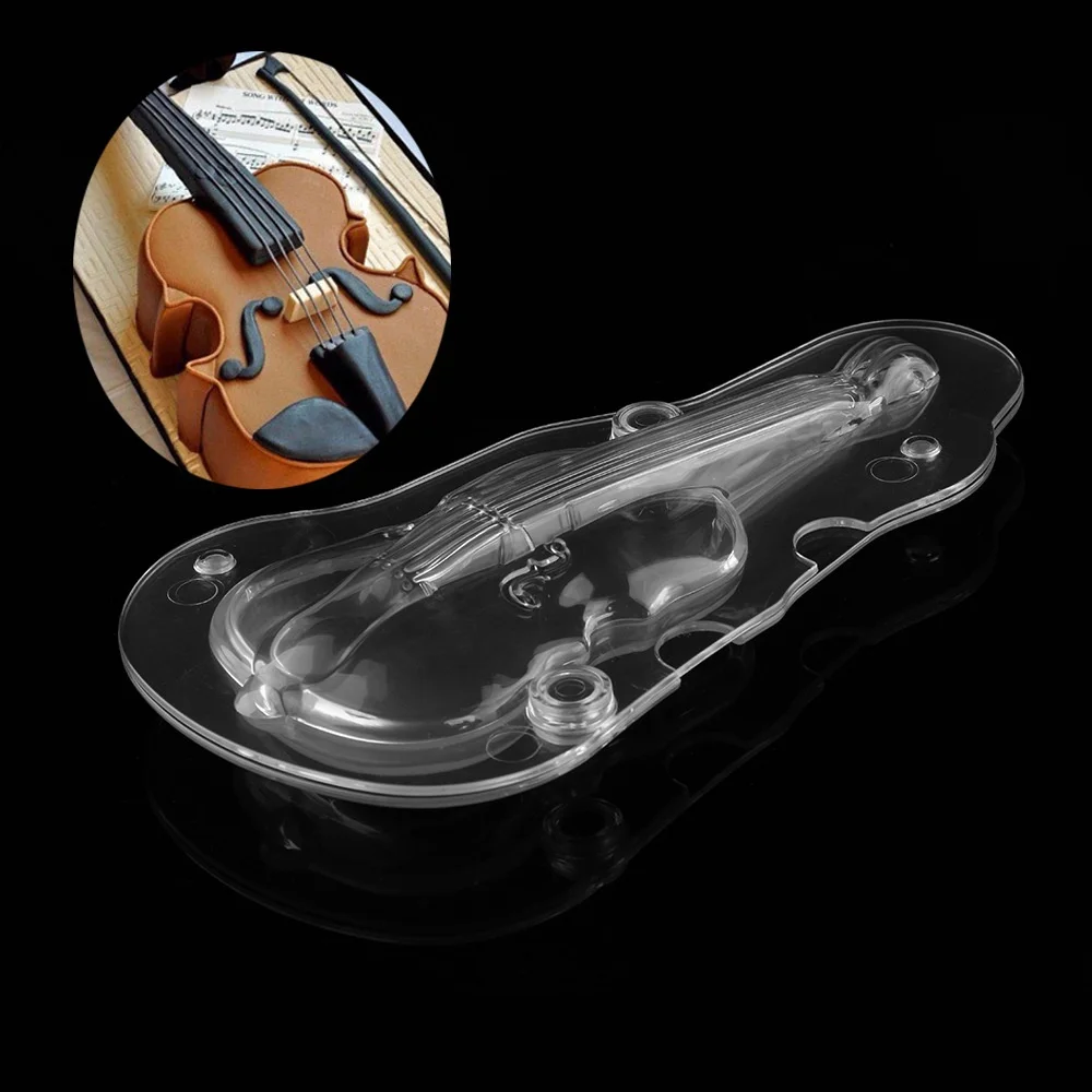 Decorating Craft Polycarbonate Violin Shape Mold Fondant Cake 3D Chocolate Mould Guitar