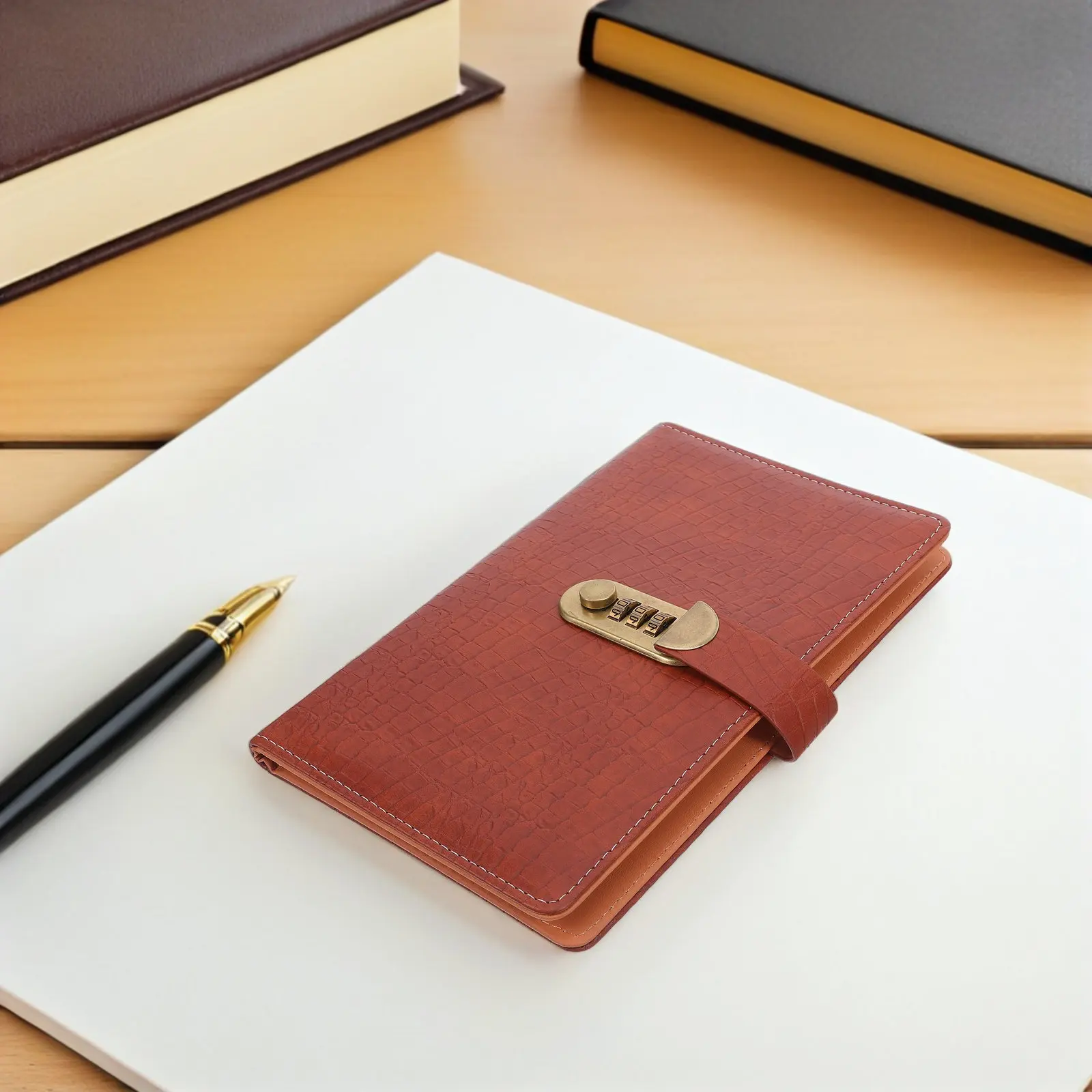 PU Checkbook Binder with Combination Lock Business Deposit Slip Organizer 48 Checks Capacity 24 Card Slots Business