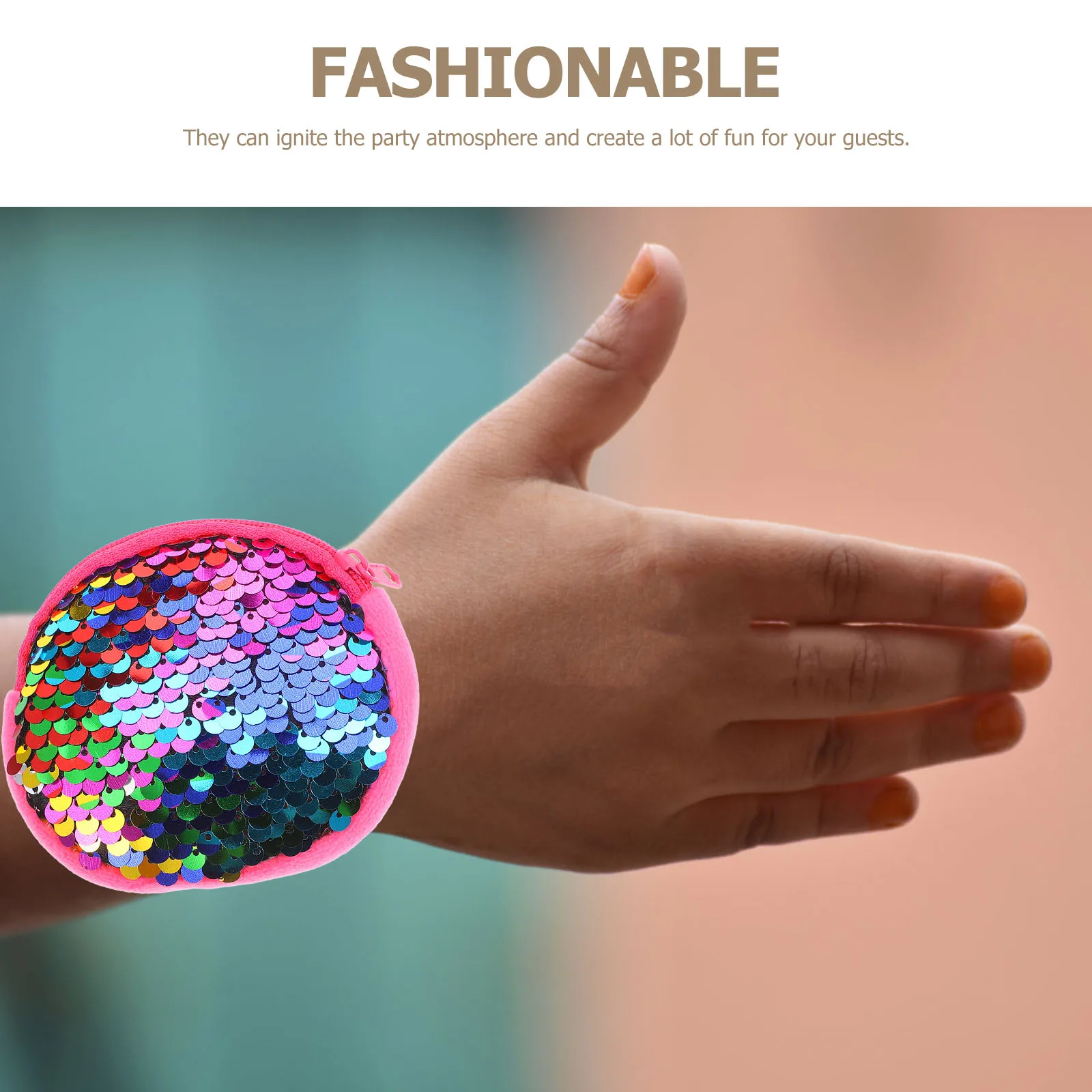 

2 Pcs Ring Coin Purse Sequin Wrist Cuffs Jewelry Slap Bands Sequins Bracelets Woman