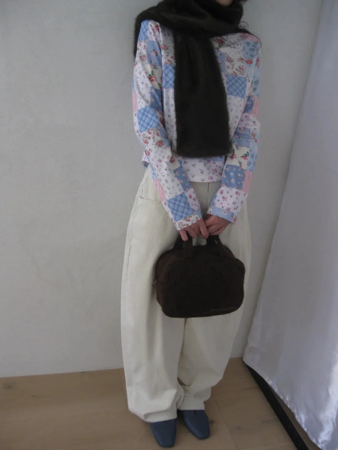 Retro Patchwork Bloemen Lang Sve rond Ne T-shirt Dames Pendelen Sle Gladde Katoenen Innerlijke Slijtage Top Lente Herfst