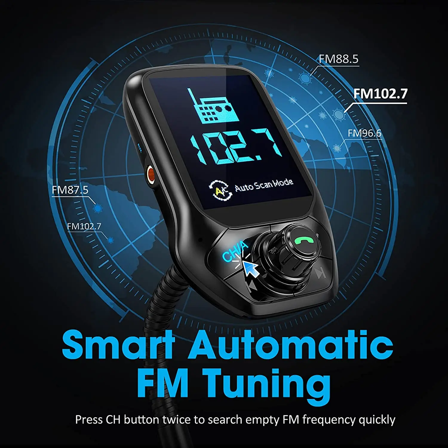 Bluetooth FM Transmitter Dual USB  1.8 Inch TFT Screen FM Modulator Kit Car MP3 Player TF USB Music Quick Charge 3.0 Support AUX