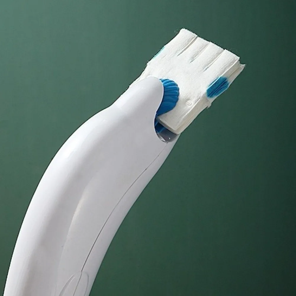 Portable Disposable Heads Toilet Brush Set Plastic 12 Refills Toilet Brush Holder Hygienic No Blind Spots Toilet Scrubber Hotel