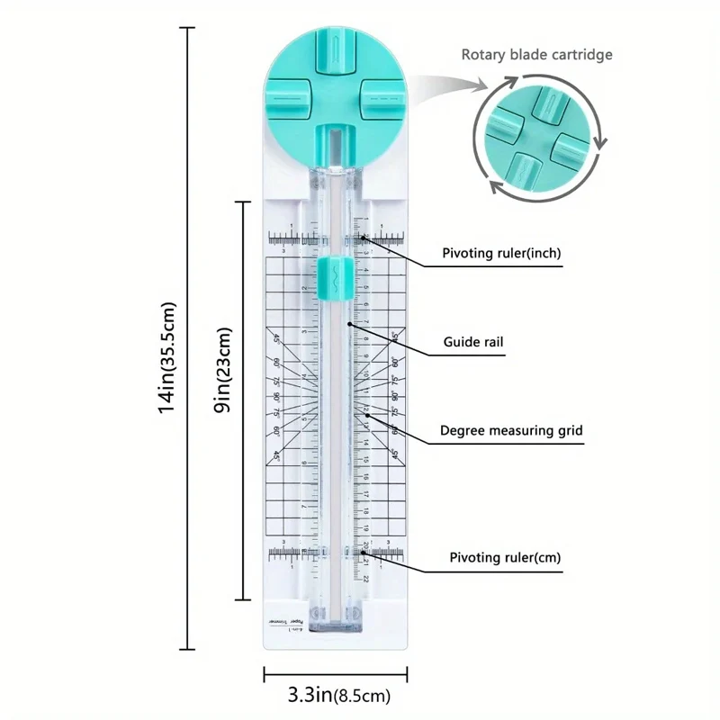 Imagem -05 - Multi-function Cortador de Papel Faca Vincando Máquina 360 Graus Giratório Ferramentas de Corte de Mão Artigos de Papelaria 4-em1