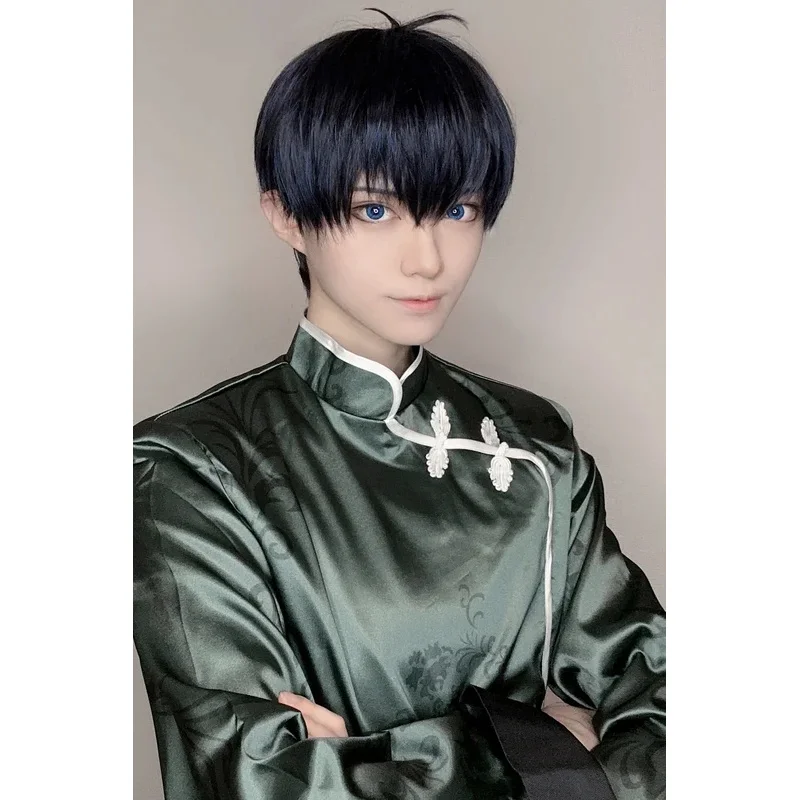 Blue Lock Anime Isagi Cosplay China Costume Kung Fu Tang Suit Wig Rose Net Sythetic Fibers Adjustable Size Gift Party