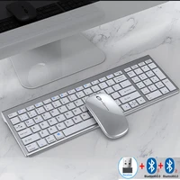 Jomaa Juego de teclado y mouse Bluetooth recargable delgado para computadora portátil Combo de teclado y mouse inalámbricos USB 2,4G