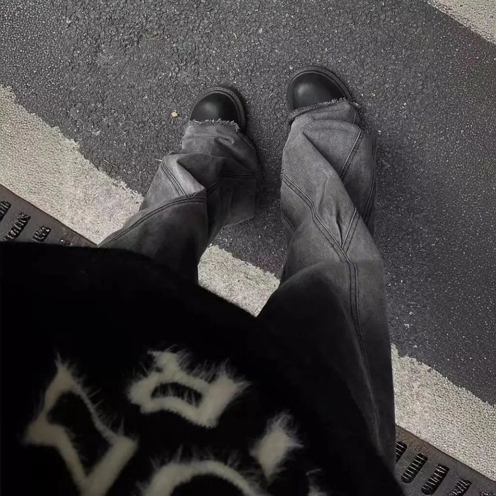 

Split Skinny Jeans Light-Colored High Waist Drape Slimming Flared Pants for Men And Women Spring Autumn New Arrival