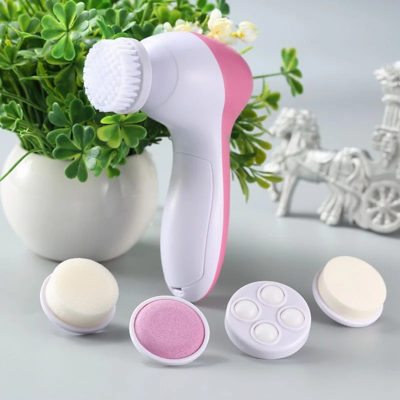 5 IN 1 Face Cleansing Brush Electric Facial Cleaner Wash Machine Spa Skin Care Massager Blackhead Cleaning Facial Cleanser Tools