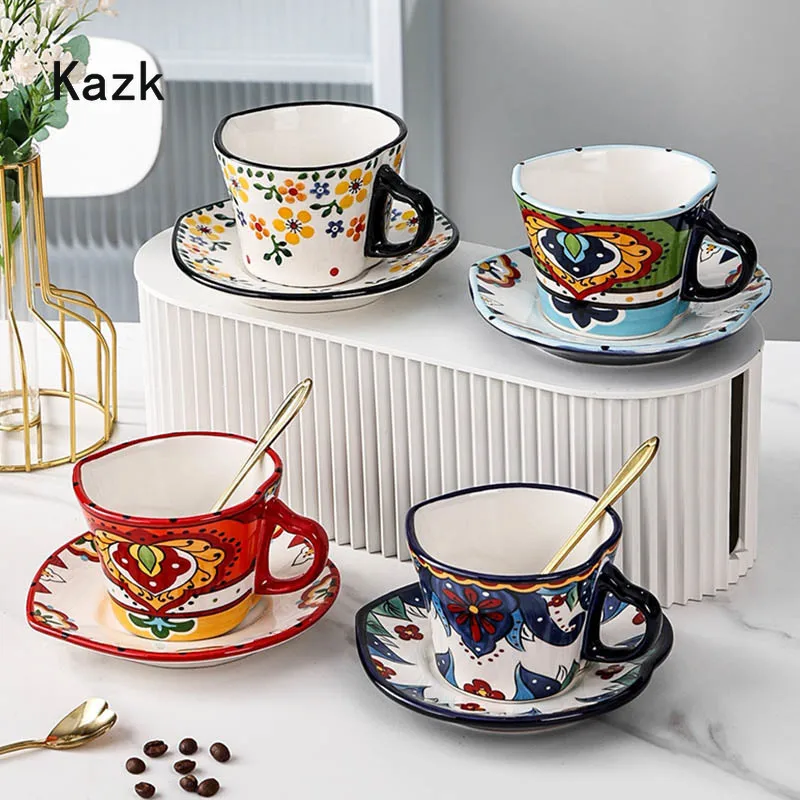 Polish Classical Ceramic Coffee Cup Set High-end Exquisite Couple Mug with Dishes Home Office Afternoon Tea Turkish Coffee Cups